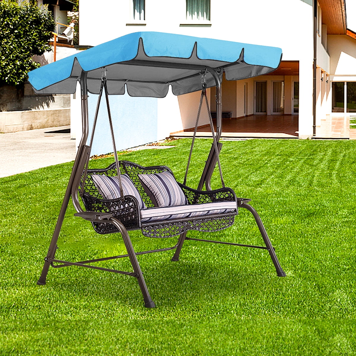 2/3 Seater Outdoor Swing Canopy Replacement 210T Silver-Coating