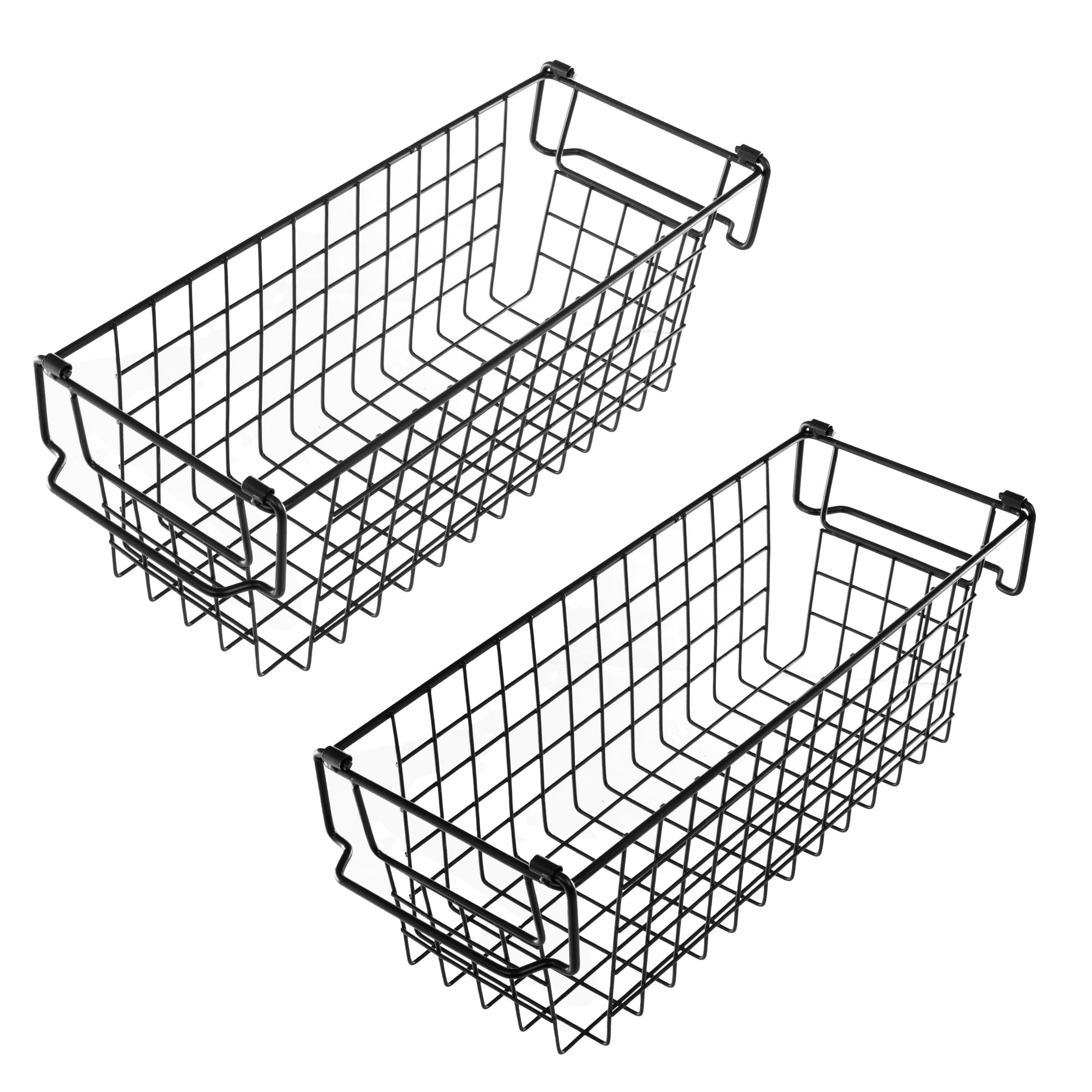 Set of 2 Storage Bins - Basket Set for Toy, Kitchen, Closet, and Bathroom Storage - Small Shelf Organizers with Handles by Home-Complete (Black)