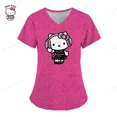 thumbnail image 1 of Uniforme de enfermera Kawaii para mujer, Tops con estampado de Hello Kitty, monos de manga corta con bolsillo, blusa médica de enfermería, 1 of 7