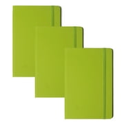 Angle View: Ametoys 3Pcs Leatherette A6 Journal Writing Notebook Elastic Band Lined Paper School Office Supplies (Green)
