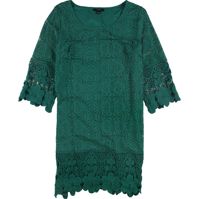 Alfani Womens Crochet-Trim A-line Dress, Verde, XX-Large