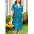 thumbnail image 2 of Ekouaer Nightgowns for Women Hospital Gown with Pockets Button Down Sleep Shirt Short Sleeve Sleepwear Pajama Loungewear, 2 of 5