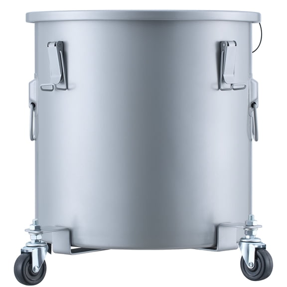 KFFKFF 8-Gallon Fryer Grease Container with Caster Base, Durable Carbon Steel Construction with Anti-Rust Coating, Oil Disposal Tank with Lid, Secure Lock Clips, and Filter Bag for Hot Oil Filtration