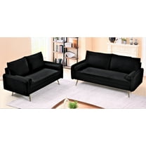 US Pride Furniture Villeda Velvet 2 PC Living Room Set Sofa Loveseat Black