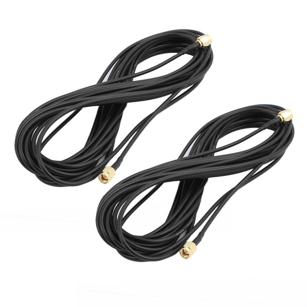2 Pcs Adaptador conector RP-SMA macho a SMA macho RG174 cable coaxial para televisión satelital negro de 6 m