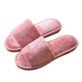 thumbnail image 4 of Womens Mens Open Toe Fuzzy Slippers for Guest Hotel Spa Travel Memory Foam House Shoes Winter Warm Ladies Home Slip on, 4 of 5