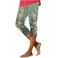 thumbnail image 2 of Aboser Women Knee Length Capri Leggings Floral Print Boho Capris Pants High Waist Beach Yoga Pants Stretchy Butt Lifting Lounge Pants Tummy Control Cropped Legging, 2 of 5
