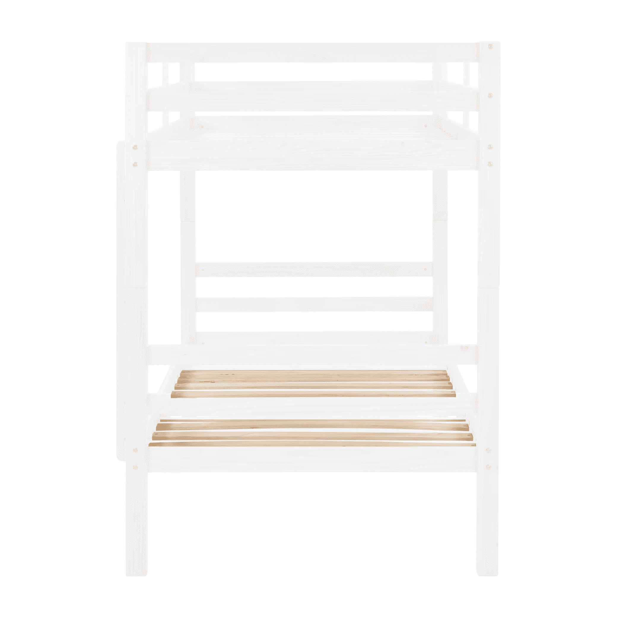 MAYEERTY Twin over Twin Bunk Bed with Thick Posts, Wooden Bed Frame with High Guardrail and Ladder for Kids, No Box Spring Needed, White