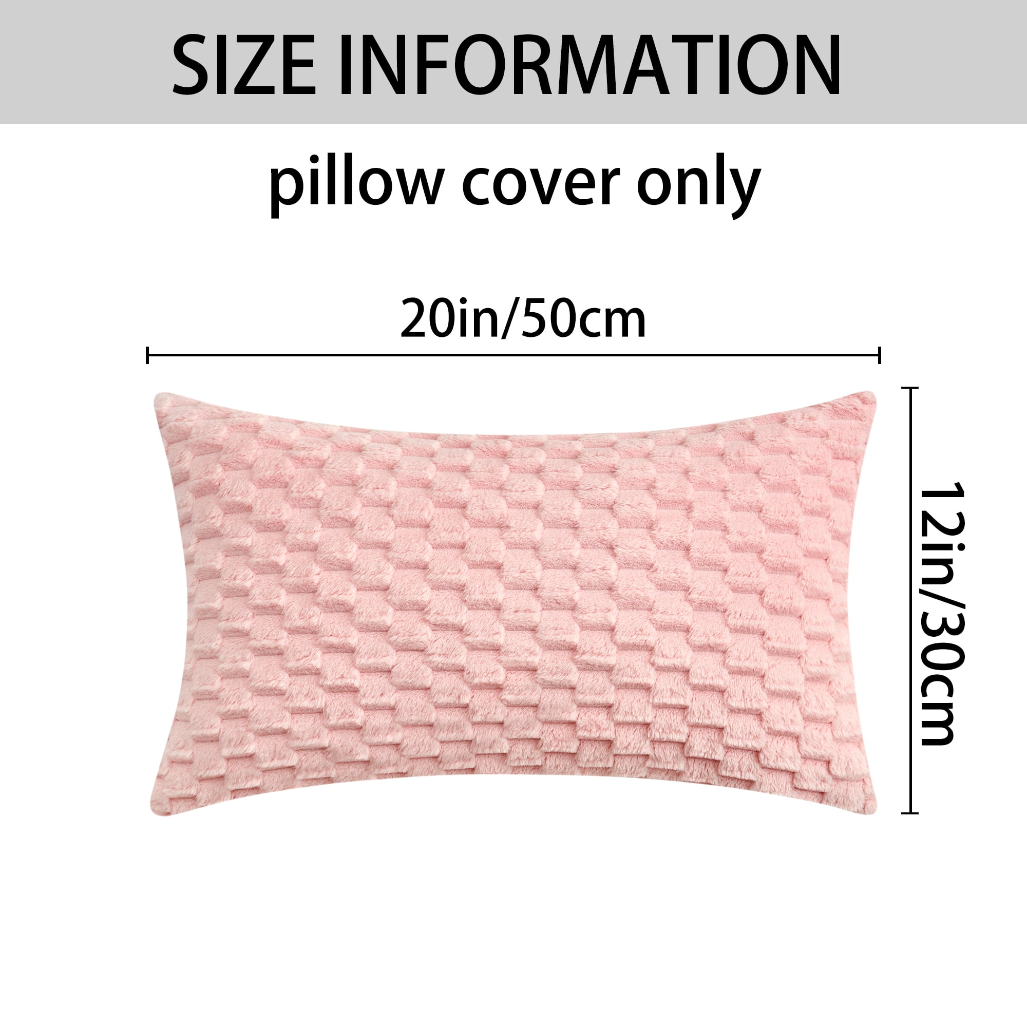 Unique Bargains 4 Pcs Pack of 4 Soft Fuzzy Plush Cushion Cover Pink/White 12" x 20"