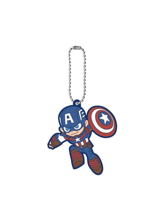 Marvel Capsule Rubber Mascot Captain America Trading Strap Keychain