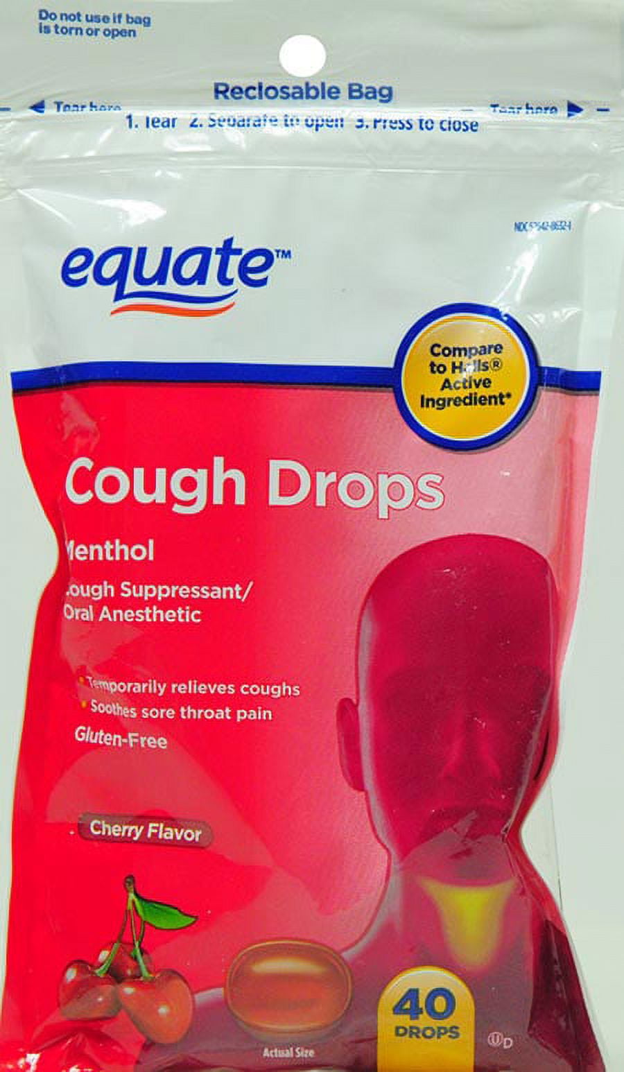 Equate Cherry Cough Drops, 40 Count