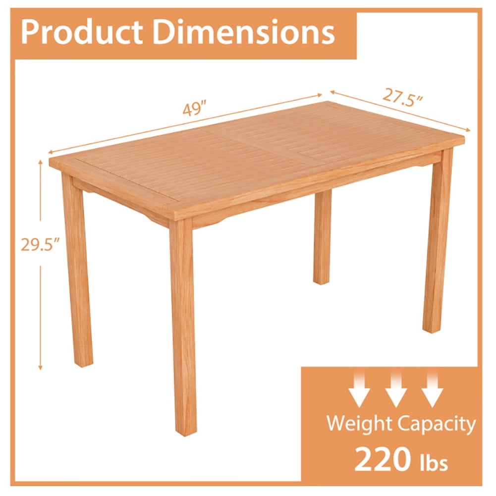 Aimee Lii 49 Inch Rectangle Patio Teak Wood Dining Table with Slatted Tabletop Up to 6, Outdoor Patio Furniture Aimee Lii 49 Inch Rectangle Patio Teak Wood Dining Table with Slatted Tabletop Up to 6, Outdoor Patio Furniture
