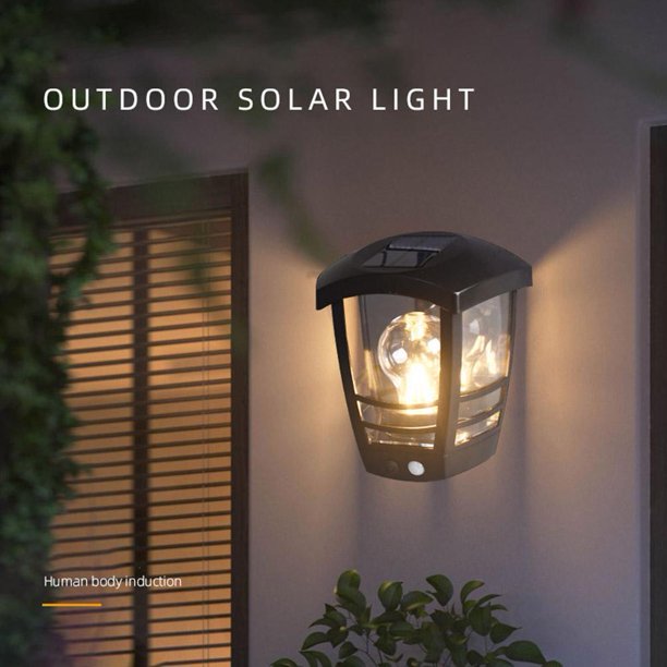 Luz Solar Lámpara de pared de jardín de calle con sensor de movimiento para exteriores con luz solar LED retro (redonda) Wdftyju Para estrenar