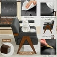 thumbnail image 4 of LAZZO 50" Mid-Century Modern Black Leather Sofa, Small Comfy Wooden Couch for Living Room, Bedroom, Office & Waiting Room, 4 of 6