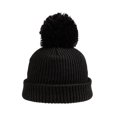 thumbnail image 2 of Outdoor Cap Black Oversized Pom Beanie – Cold-Weather Knit Hat with Cuff, One Size, Acrylic, 2 of 4