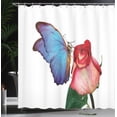 thumbnail image 3 of Ambesonne Butterfly Shower Curtain, Morpho Animal on Rose, 69"Wx70"L, Deep Sky Blue and Emerald, 3 of 4