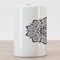 thumbnail image 3 of Mandala Ceramic Toothbrush Holder, Oriental Pattern with Monochromatic Abstract Floral Motif Art, Decorative Versatile Countertop for Bathroom, 4.5" X 2.7", Charcoal Grey and White, 3 of 4