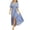Blue, variant on Women Solid Color V Neck Short Sleeve Wrap Maxi Dress Waist Tie Front Slit Elegant Flowy Boho Chic Casual Vacation Daily Summer Dress Red XL
