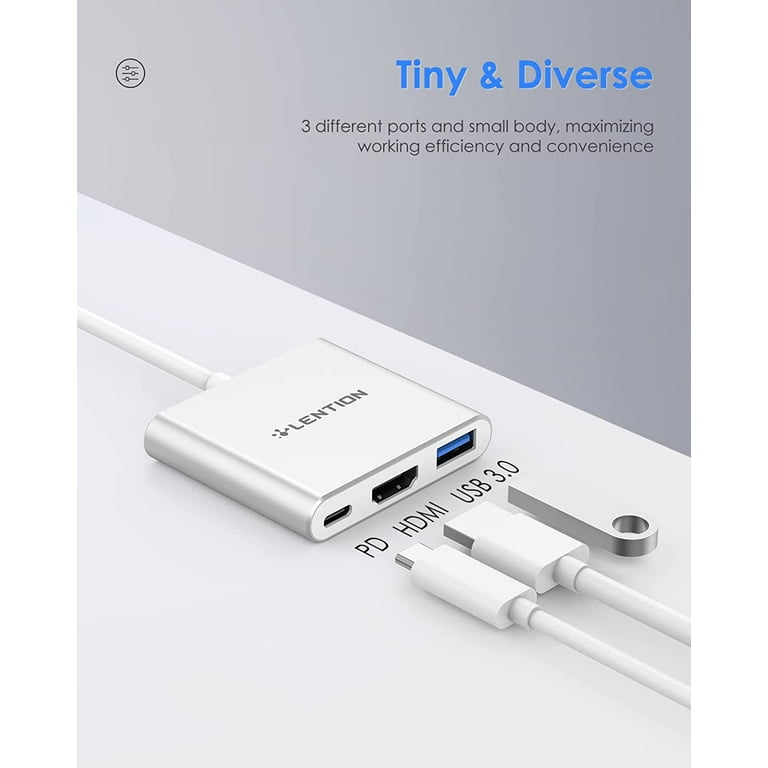 LENTION 3-in-1 USB C Hub with 100W Power Delivery,USB 4K