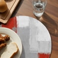 thumbnail image 3 of Red Grey Round 13 Inch Placemats Set of 2, Abstract Geometric Color Block Oil Painting HeatResistant Non Slip Place Mats for Dining Table, Wipeable Braided Kitchen Table Mats for Housewarming, 3 of 9