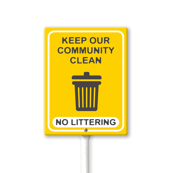 Eveokoki No Littering Keep Our Community Clean Sign with Stake - 8x12 Inch Aluminum No Dumping Signs Outdoor - No Trash Sign - Signs for Private Property