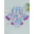 thumbnail image 4 of xiaxaixu Toddler Girl Rash Guard Swimsuit, Summer Long Sleeve Leopard Print Zip Up Bathing Suit, 4 of 8
