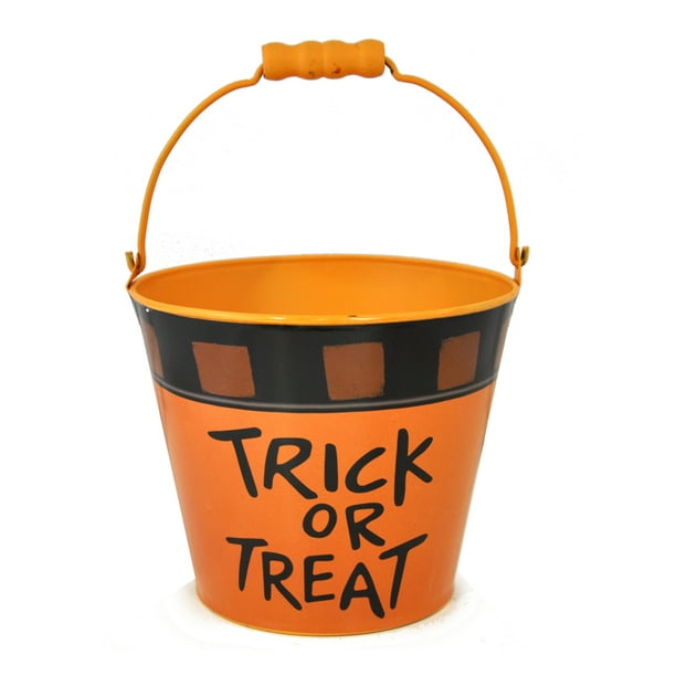 Mini Round Halloween Bucket Trick or Treat 6in