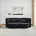 thumbnail image 4 of 79" 3-Layer Space-Saving Convertible Sleeper Sofa Bed, Boneless Loveseat Sofa with Teddy Velvet Fabric, Cloud Chaise Lounge Indoor with No Assembly for Small Spaces​, Black, 4 of 9