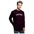 thumbnail image 2 of Daxton Retro Montana Arch Font Long Sleeves T Shirt Soft Medium Weight Cotton, Plum Tee White Font, 1XL, 2 of 2