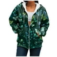 thumbnail image 7 of Xudanell Fall Sweatshirts for Women Cute Butterfly Floral Print Hoodies Vintage Clothes Zipper Fall Jackets Breathable Pocket Tops, 7 of 7