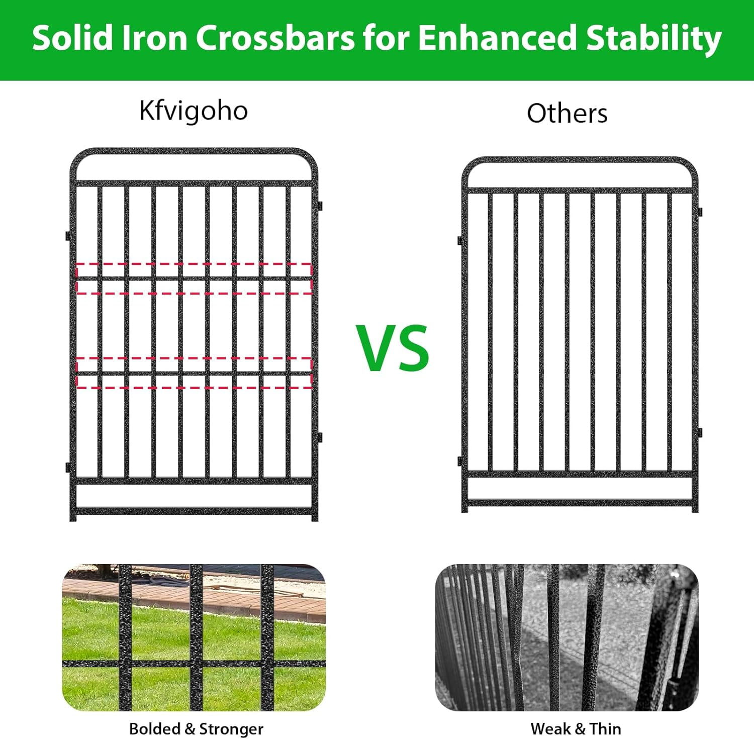 Heavy Duty Dog Playpen: 8 Steel Panels 47" Height, Square Steel Pipe with Reinforced Crossbars, 18FT 25 Sq.ft Portable Fence for Yard RV Camping, Snowy Black