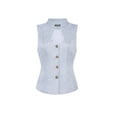 thumbnail image 2 of Chaleco Jacquard Steampunk Inspire Chic para Mujer con Cuello en U, de Un Solo Botón, Floral, Gótico, Talla M, Gris Claro, 2 of 5