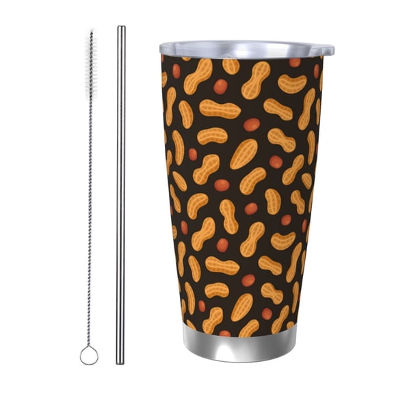 Logiee Peanuts5 Print 20OZ Car Cup with Lid, Stainless Steel Vacuum Insulated Double Wall Travel Tumbler, Durable Insulated Coffee Mug,Thermal Cup with Straw-Straw Two-piece Set