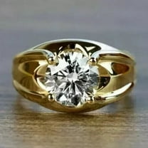 Ring Engagement Solitaire Men's 14k Yellow Gold Plated Moissanite Round Cut 3 Ct