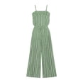 thumbnail image 4 of Womens Two Piece Outfit Spaghetti Strap Tube Top High Waist Belted Wide Leg Pants with Pockets Solid Color Vacation Set Green XL(XL), 4 of 7