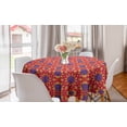 thumbnail image 1 of Ethnic Round Tablecloth, Ornamental Bold Pattern in Vibrant Tones, Circle Table Cloth Cover for Dining Room Kitchen Decor, 60", Violet Blue Dark Magenta, by Ambesonne, 1 of 2