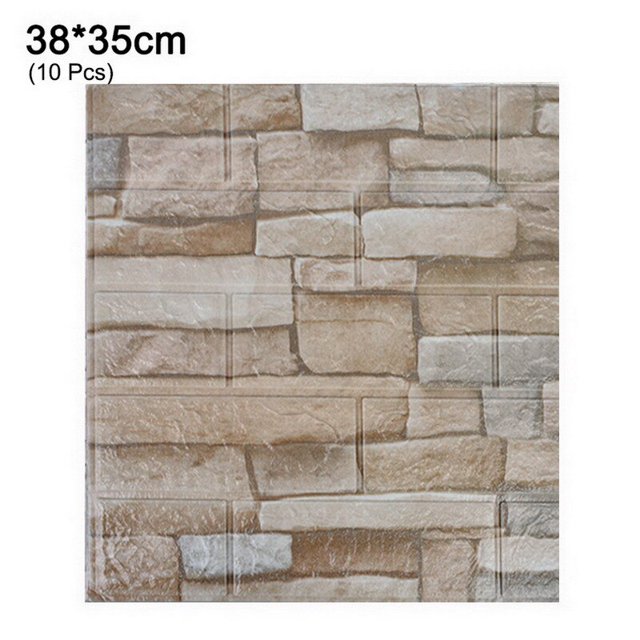 10 unidades/juego de pegatinas de pared 3D DIY, decoración de dormitorio de ladrillo de imitación, papel tapiz autoadhesivo impermeable para sala de estar y cocina Tan Jianjun unisex