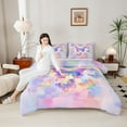 thumbnail image 4 of Castle Fairy Gradient Butterflies Bedding Comforter Set 2pcs for Kids Children,Kawaii Ombre Rainbow Twin Comforter Sets Microfiber,Dreamy Princess Breathable Bedding Set,Lightweight Room Decor, 4 of 8
