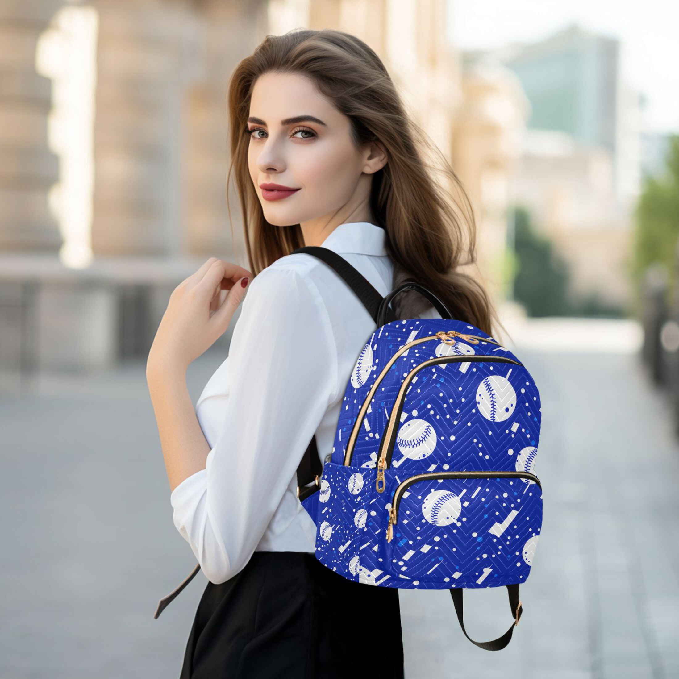 ALAZA Baseball Art Pattern Womens Travel Laptop Backpack Large Daypack Ladies Shoulder Bags S