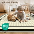 thumbnail image 4 of ODIKA Tan Striped Border Farmhouse Bold Banded Frame Ticking Ivory Flowing Dynamic for Playroom, Bedroom, Reading Nook, Pet Friendly & Kids Safe Play, 4 of 7