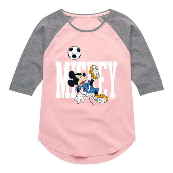 Mickey & Friends - Mickey Soccer - Toddler And Youth Girls Raglan Graphic T-Shirt