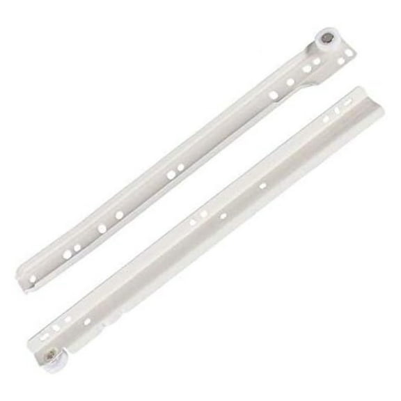 White Epoxy Coated Euro Drawer Slides 12"-22" - 10 Pair Pack (14") 14 Inch