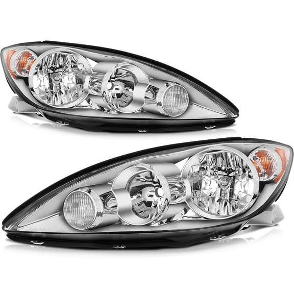AUTOMUTO Headlights Assembly 8115006190 8111006190 Chrome Housing Amber Reflector Clear Lens Headlights Replacement For Toyota Camry 2005-2006