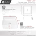 thumbnail image 2 of Stylish Vessel 14 ½" White Porcelain Square Bathroom Sink P-226H, 2 of 12