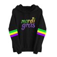 thumbnail image 2 of Uootdi Mardi Gras Womens Drawstring Hoodies for Women Carnival Crewneck Heart Print Hooded Long Sleeve Pullover Festive Color Block Loose Sweatshirts Gift, 2 of 5