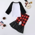 thumbnail image 5 of Weebloom Christmas Baby Girl Outfit Toddler Girls Winter Long Sleeve Alphabet Santa Hat Print Tops Pants 2Pcs Outfits Clothes Set Babys Clothes Xmas Christmas Black 2-3 Years, 5 of 9