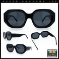thumbnail image 3 of Womens Trendy Octagonal Beveled Thick Plastic Round Mod Sunglasses All Black, 3 of 8