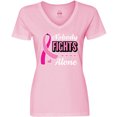 thumbnail image 3 of Inktastic Breast Cancer Awareness Nobody Fights Alone Pink Ribbon Women's V-Neck T-Shirt, 3 of 5