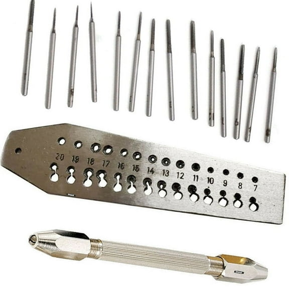 Mini Tap and Die Set 14 Taps & Screwplate & Pin Vise Set 0.7-2mm Jewelry Making
