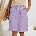 thumbnail image 6 of Womens Cargo Shorts Elastic Waist Knee Length Bermuda Shorts Summer Outdoor Waterproof Hiking Pants with Pockets Light Purple XL, 6 of 7